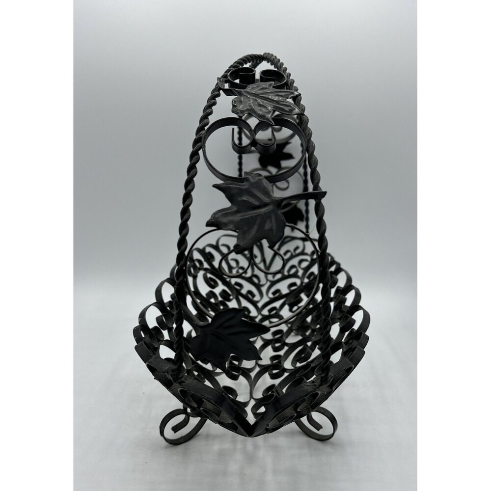 Vintage Wire Fruit Basket Black Made In Spain w/ Handle Home Decor - Picture 8 of 16